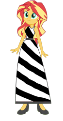 Size: 1024x1972 | Tagged: safe, artist:cartoonmasterv3, sunset shimmer, zebra, equestria girls, g4, female, long dress, simple background, solo, transparent background, zebra dress
