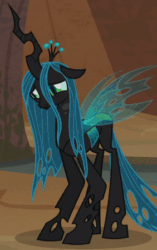 Size: 282x450 | Tagged: safe, edit, edited screencap, screencap, queen chrysalis, changeling, changeling queen, frenemies (episode), g4, ..., acting, adorkable, animated, anxiety, avoiding eye contact, awkward, changelings in the comments, cropped, crown, cute, cutealis, dork, dorkalis, evil lair, fear, female, floppy ears, frown, gif, grogar's lair, insecure, jewelry, lair, looking away, loop, mare, nervous, out of character, out of context, precious, regalia, sad, sadorable, shy, silly, silly changeling, silly pony, solo, spread wings, standing, wings