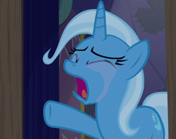 Size: 600x476 | Tagged: safe, screencap, trixie, pony, unicorn, g4, no second prances, cropped, crying, eyes closed, female, mare, open mouth, sad, solo