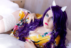 Size: 1280x854 | Tagged: safe, artist:shadeila, rarity, human, g4, clothes, cosplay, costume, horn, irl, irl human, photo, pony ears, solo