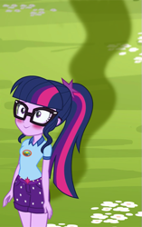 Size: 377x600 | Tagged: source needed, safe, artist:thedarkpony, edit, edited screencap, screencap, sci-twi, twilight sparkle, equestria girls, g4, my little pony equestria girls: legend of everfree, blushing, clothes, cropped, fart, fart edit, female, shorts, smelly, solo, twilight fartle, visible stench