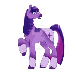 Size: 1024x971 | Tagged: safe, artist:shadowstar, twilight sparkle, earth pony, pony, g4, coat markings, earth pony twilight, female, g5 concept leak style, g5 concept leaks, hooves, mare, redesign, simple background, twilight sparkle (g5 concept leak), white background