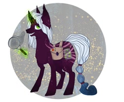 Size: 1247x1024 | Tagged: safe, oc, oc only, pony, unicorn, bag, glowing horn, horn, magic, net, saddle bag, solo, telekinesis, unicorn oc