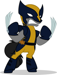 Size: 1280x1680 | Tagged: safe, artist:mlp-trailgrazer, oc, oc:nightshade, pony, clothes, cosplay, costume, male, marvel, simple background, solo, stallion, transparent background, wolverine, x-men