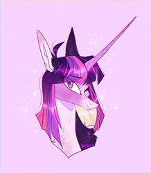 Size: 944x1084 | Tagged: safe, artist:iheyyasyfox, twilight sparkle, pony, g4, alternate hairstyle, bust, one eye closed, portrait, solo, wink