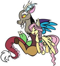 Size: 1164x1267 | Tagged: safe, artist:greyestgray, discord, fluttershy, pony, g4, cute, discute, female, male, ship:discoshy, shipping, shyabetes, simple background, straight, transparent background