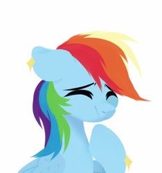 Size: 1280x1366 | Tagged: safe, artist:shiny-dust, rainbow dash, pegasus, pony, g4, bust, cute, dashabetes, eyes closed, floppy ears, folded wings, nose wrinkle, portrait, simple background, solo, white background, wings