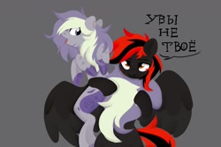 Size: 1280x853 | Tagged: safe, artist:shiny-dust, oc, oc only, pony, cyrillic, duo, red and black oc, russian, simple background