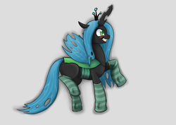 Size: 3508x2480 | Tagged: safe, artist:wild-thunder06, queen chrysalis, changeling, changeling queen, g4, clothes, cute, cutealis, female, happy, high res, smiling, socks, solo, striped socks