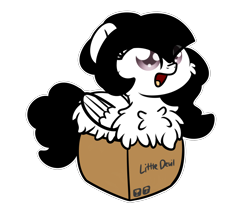Size: 3250x2688 | Tagged: safe, artist:php142, part of a set, oc, oc only, oc:marie, pegasus, pony, box, commission, cute, female, filly, fluffy, happy, high res, mare, pony in a box, simple background, solo, transparent background, wings, ych result