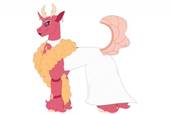 Size: 1280x854 | Tagged: safe, artist:itstechtock, oc, oc only, oc:padparadscha, changedling, changeling, clothes, dress, magical gay spawn, offspring, parent:prince blueblood, parent:thorax, simple background, solo, white background