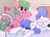 Size: 2732x2048 | Tagged: safe, artist:alphadesu, oc, oc only, oc:pine berry, oc:snow pup, earth pony, pegasus, pony, bed, commission, feather, female, flag, high res, hitting, lying down, mare, pillow, pillow fight, pillow fort, playing, sketch, slap, smiling, ych result
