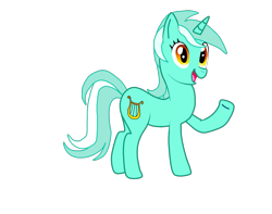 Size: 2149x1696 | Tagged: safe, artist:almaustral, lyra heartstrings, pony, unicorn, g4, female, mare, open mouth, raised hoof, simple background, smiling, solo, transparent background, waving