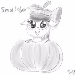 Size: 3500x3500 | Tagged: safe, artist:littlenaughtypony, apple bloom, earth pony, pony, g4, adorabloom, cute, female, filly, floppy ears, high res, pumpkin, smiling, smoltober