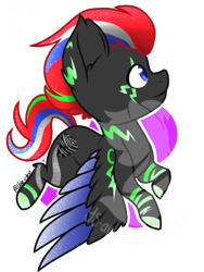 Size: 1080x1440 | Tagged: safe, artist:silentwolf-oficial, oc, oc only, pegasus, pony, pegasus oc, signature, simple background, solo, transparent background, two toned wings, watermark, wings