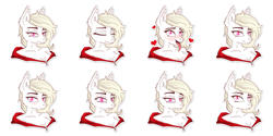 Size: 8000x4000 | Tagged: safe, oc, oc:albi light wing, bat pony, anthro, ahegao, albino, angry, bat pony oc, blushing, bust, crying, ear fluff, embarrassed, emotions, eyes closed, fangs, heart, looking at you, nightpony, open mouth, pink eyes, portrait, sad, sticker, sticker pack, sticker set, tongue out, unhappy, white fur
