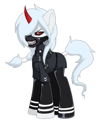 Size: 3208x3792 | Tagged: safe, artist:darkstorm mlp, oc, oc:wishing star, pony, unicorn, colored horn, curved horn, gothic, high res, horn, mask, reference to another series, serious, serious face, simple background, sombra horn, tokyo ghoul, transparent background