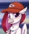 Size: 764x882 | Tagged: safe, artist:sonigiraldo, oc, oc only, oc:velvet skies, classical hippogriff, hippogriff, g4, adoraskies, baseball cap, bust, cap, cute, female, hat, hippogriff oc, kansas city chiefs, portrait, solo, weapons-grade cute