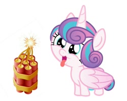Size: 985x783 | Tagged: safe, princess flurry heart, alicorn, pony, g4, abuse, dynamite, flurrybuse, imminent explosion, op is a duck, op is trying to start shit, simple background, solo, this will end in death, this will end in tears, this will end in tears and/or death, white background