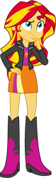 Size: 871x2773 | Tagged: safe, artist:millennial dan, artist:nano23823, sunset shimmer, equestria girls, g4, my little pony equestria girls: rainbow rocks, .svg available, boots, clothes, female, frown, hand on hip, high heel boots, jacket, leather, leather boots, leather jacket, pondering, raised eyebrow, shirt, shoes, simple background, skirt, solo, sunset ponders pose, sunset shimmer's skirt, svg, thinking, transparent background, vector