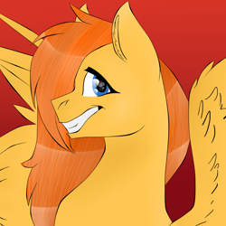 Size: 1000x1000 | Tagged: safe, artist:toptian, oc, oc only, pegasus, pony, bust, grin, pegasus oc, smiling, solo, wings