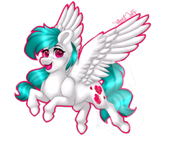 Size: 1194x982 | Tagged: safe, artist:silentwolf-oficial, oc, oc only, pegasus, pony, flying, open mouth, pegasus oc, signature, simple background, solo, transparent background, watermark, wings