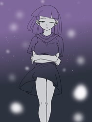 Size: 1536x2048 | Tagged: safe, alternate version, artist:batipin, maud pie, equestria girls, g4, breasts, busty maud pie, clothes, dress, female, legs, one eye closed, solo