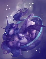 Size: 1600x2037 | Tagged: safe, artist:sweetlynight, princess luna, alicorn, pony, g4, bat wings, leonine tail, solo, speedpaint available, wings