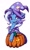 Size: 1000x1650 | Tagged: safe, artist:banoodle, trixie, pony, unicorn, g4, cape, clothes, commission, cute, diatrixes, featured image, female, halloween, hat, holiday, knife, leg fluff, mare, mouth hold, pumpkin, pumpkin carving, simple background, solo, sweet dreams fuel, trixie's cape, trixie's hat, white background, ych result