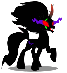 Size: 856x934 | Tagged: safe, artist:dragonchaser123, artist:venjix5, king sombra, pony of shadows, tempest shadow, pony, unicorn, g4, blank eyes, colored horn, corrupted, curved horn, eye scar, female, female possessed by male, glowing scar, her body has been possessed by sombra, horn, mare, oh no, possessed, pretty pretty tempest, red eyes, scar, simple background, solo, sombra eyes, sombra's horn, tempest gets her horn back, tempest with sombra's horn, transparent background, well shit, xk-class end-of-the-world scenario