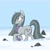 Size: 2048x2048 | Tagged: safe, artist:pfeffaroo, marble pie, earth pony, pony, g4, clothes, female, hair over one eye, high res, looking away, looking up, mare, outdoors, profile, raised hoof, rock, rock farm, scarf, snow, solo, winter