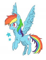 Size: 1076x1396 | Tagged: safe, artist:nota_mano, rainbow dash, pegasus, pony, g4, blush sticker, blushing, dock, female, mare, no pupils, simple background, solo, spread wings, stars, white background, wings
