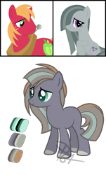 Size: 575x950 | Tagged: safe, artist:pegasister64, big macintosh, marble pie, oc, g4, family, female, male, offspring, parent:big macintosh, parent:marble pie, parents:marblemac, ship:marblemac, shipping, simple background, straight, transparent background
