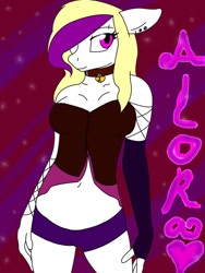 Size: 600x800 | Tagged: safe, artist:derpyhooves113, oc, oc only, oc:alora, anthro, anthro oc, clothes, female, floppy ears, heart, sexy, solo