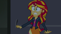 Size: 1920x1071 | Tagged: safe, screencap, sunset shimmer, equestria girls, g4, my little pony equestria girls: rainbow rocks, nervous, solo