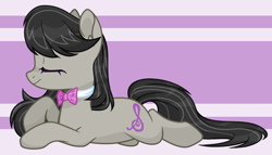 Size: 2056x1172 | Tagged: safe, artist:katnekobase, artist:thieeur-nawng, octavia melody, earth pony, pony, g4, base used, bowtie, eyes closed, female, lying down, mare, prone, solo