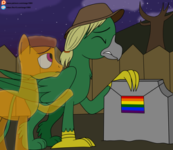 Size: 5340x4631 | Tagged: safe, artist:eagc7, oc, ghost, griffon, undead, fallout equestria, commission, crying, gay, gravestone, griffon oc, male, mourning, pride, pride flag, sad