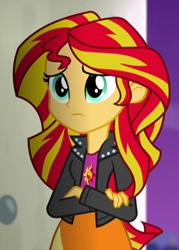 Size: 388x543 | Tagged: safe, screencap, sunset shimmer, equestria girls, g4, my little pony equestria girls: rainbow rocks, cropped, solo