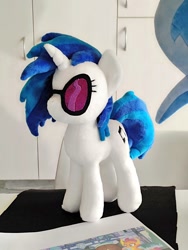 Size: 768x1024 | Tagged: safe, artist:nekokevin, dj pon-3, silverstream, smolder, vinyl scratch, yona, classical hippogriff, hippogriff, pony, unicorn, g4, female, irl, mare, offscreen character, photo, plushie, smiling, solo focus, sunglasses