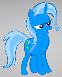 Size: 288x356 | Tagged: safe, artist:lostydapony, trixie, pony, unicorn, g4, eyes open, female, gray background, horn, mare, simple background