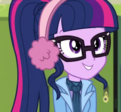 Size: 522x480 | Tagged: safe, screencap, sci-twi, twilight sparkle, equestria girls, equestria girls series, g4, holidays unwrapped, spoiler:eqg series (season 2), clothes, cropped, solo, winter outfit