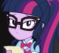 Size: 1126x1026 | Tagged: safe, screencap, sci-twi, twilight sparkle, equestria girls, equestria girls specials, g4, movie magic, cropped, cute, lidded eyes, looking at you, solo, unamused