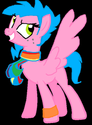Size: 410x560 | Tagged: safe, artist:captainsnarkyninja, oc, oc only, oc:thunder dash, pegasus, pony, clothes, female, pegasus oc, scarf, solo, wings