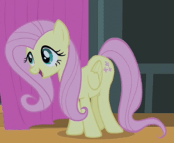 Size: 464x382 | Tagged: safe, screencap, fluttershy, pegasus, pony, filli vanilli, g4, season 4, animated, butt, butt shake, cute, eyes closed, female, gif, happy, mare, open mouth, plot, shyabetes, singing, smiling, solo