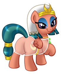 Size: 1280x1547 | Tagged: safe, artist:aleximusprime, somnambula, pony, g4, bedroom eyes, butt, clothes, cute, egyptian, egyptian headdress, egyptian pony, eyeshadow, glowpaz, looking at you, looking back, makeup, plot, see-through, see-through skirt, simple background, skirt, solo, somnambetes, transparent background