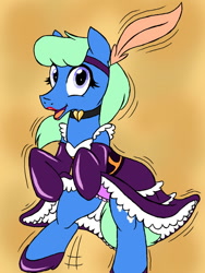 Size: 960x1280 | Tagged: safe, artist:dashingjack, oc, oc only, oc:brainstorm, pony, bloomers, cabaret, can-can, clothes, crossdressing, dress, looking at you, male, solo