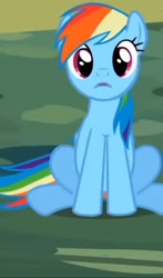 Size: 390x665 | Tagged: safe, screencap, rainbow dash, g4, the mysterious mare do well, cropped, cute, dashabetes, female, looking at you, mare, sitting