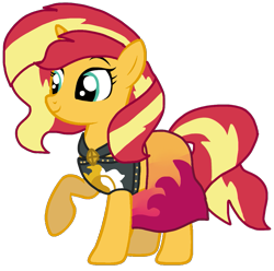Size: 1065x1056 | Tagged: safe, artist:徐詩珮, sunset shimmer, pony, unicorn, series:sprglitemplight diary, series:sprglitemplight life jacket days, series:springshadowdrops diary, series:springshadowdrops life jacket days, g4, alternate universe, clothes, equestria girls outfit, female, simple background, transparent background