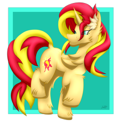 Size: 2250x2308 | Tagged: safe, artist:thebenalpha, sunset shimmer, pony, unicorn, g4, ear fluff, high res, simple background, standing