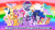 Size: 1280x719 | Tagged: safe, artist:andoanimalia, applejack, fluttershy, pinkie pie, princess cadance, princess celestia, princess flurry heart, princess luna, rainbow dash, rarity, shining armor, spike, starlight glimmer, sunset shimmer, twilight sparkle, alicorn, dragon, pony, mlp fim's tenth anniversary, g4, happy birthday mlp:fim, twilight sparkle (alicorn), winged spike, wings